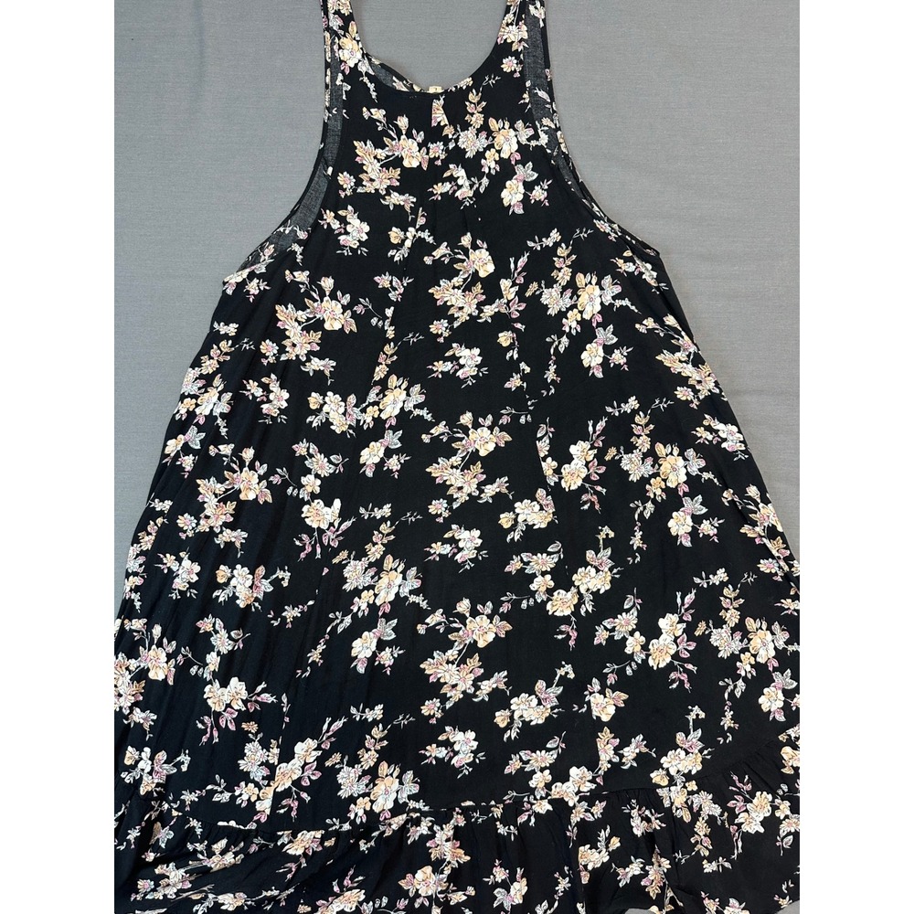 Ciel USA Womens Black Floral Halter Neck Trapeze Dress Ruffle Hem Large - Picture 3 of 6